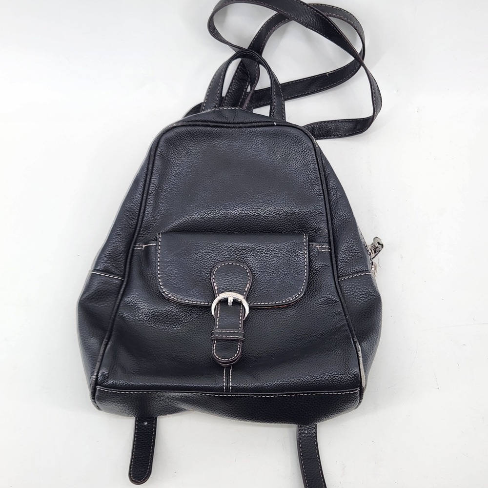 Tignanello Backpack Purse Black Genuine Leather Mini‎ Shoulder Bag Women